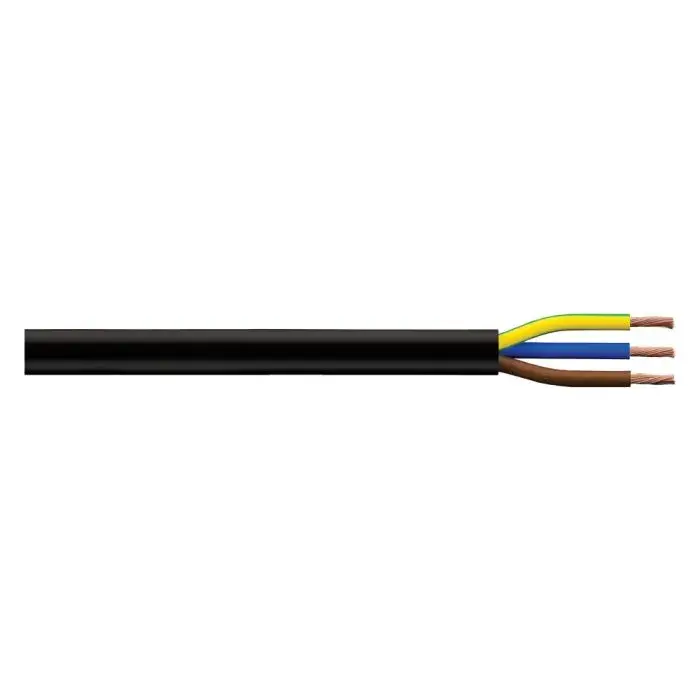 3183 2.5mm Tough Rubber Sheath Flexible Power Black (H05RR-F 3G2.5) (Cut Length Sold By The Metre)