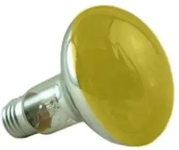 R80 240v 60w E27/ES Yellow 80mm Reflector.