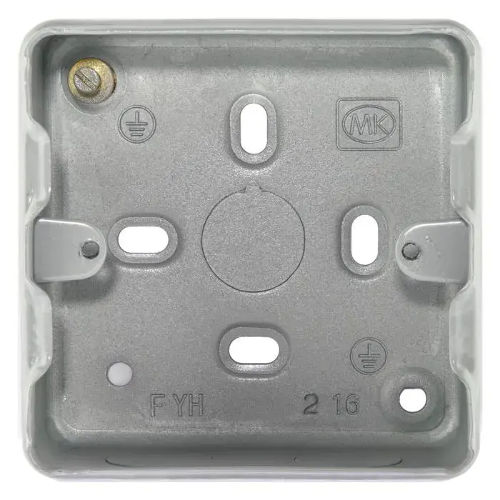 MK Grid K8892ALM Surface Pattress Metal Back Box. 1 To 2 Gang