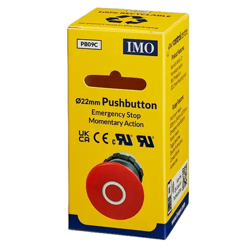 PB09C is a non maintained red mushroom shaped pushbutton. It measures 40mm in diameter.