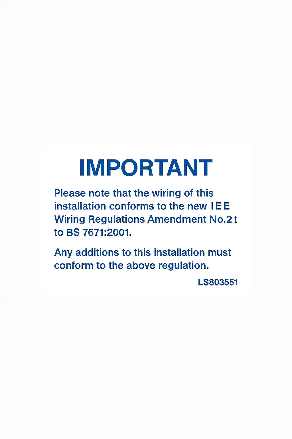 Important – New Wiring Colours