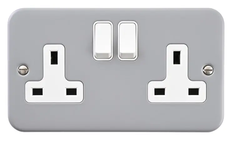 Metal Clad 13A Double Switched Socket