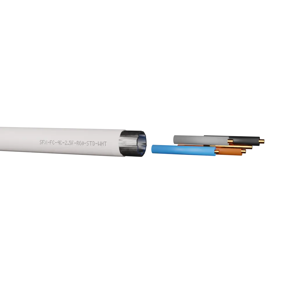 Fire Cable 4 Core 2.5mm 300/500V White Standard  (Cut Length Sold By The Metre)