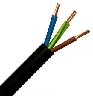 3183Y 0.75mm Flexible Power Black PVC (H05VV-F 3G0.75) (Cut Length Sold By The Metre) 