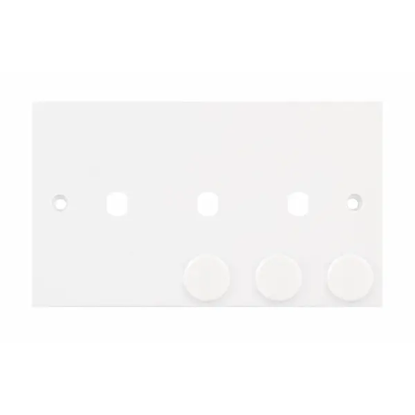Selectric Modular Plates &amp; Modules 3 Aperture Empty Dimmer Plate with Knobs