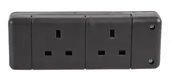 2 Gang Extension Socket, Black