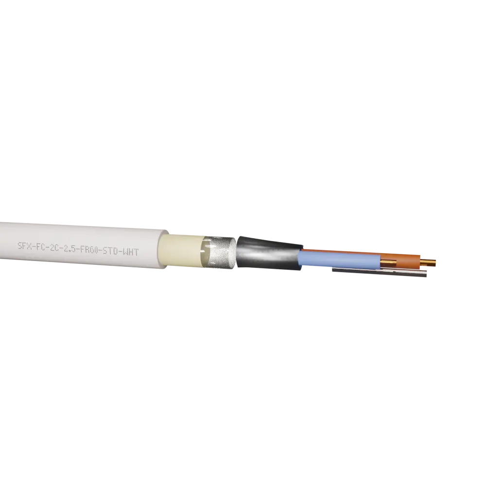 Fire Cable 2 Core 2.5mm 300/500V White Standard  (Cut Length Sold By The Metre)