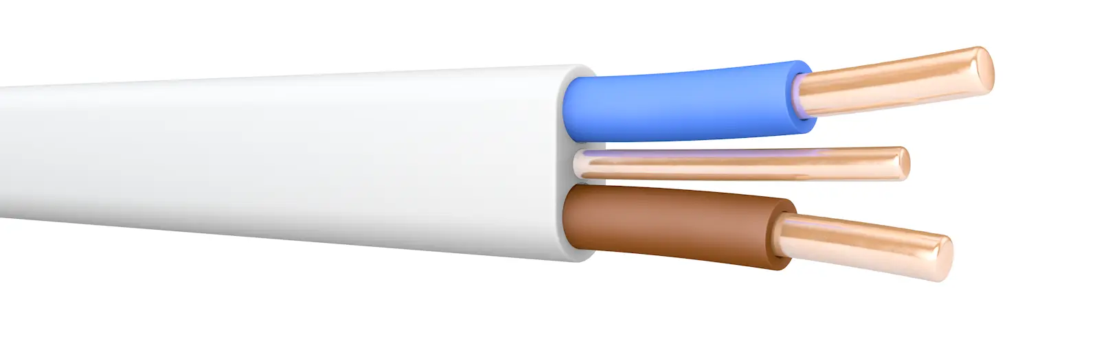 6242B 2x6.0 White LSOH® Flat Wiring Cable with Bare CPC. BS 7211. 300/500 V (Cut Length Sold By The Metre)