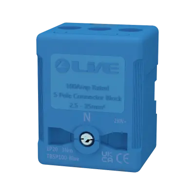 Blue Terminal Blocks 5P 100A, Terminal Capacity up to 35mm2