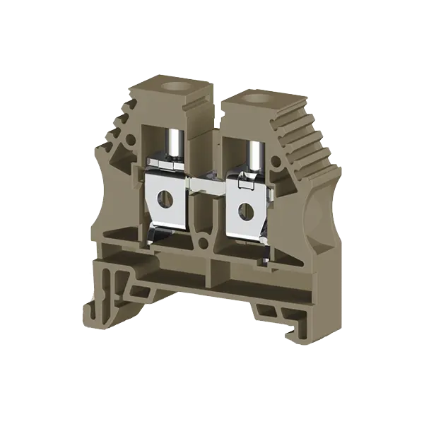 DIN Rail Mount Terminal Block, 2 Ways, 16 AWG, 8 AWG, 16 mm², Screw, 50 A - ER10BEIGE Screw Clamp Terminal