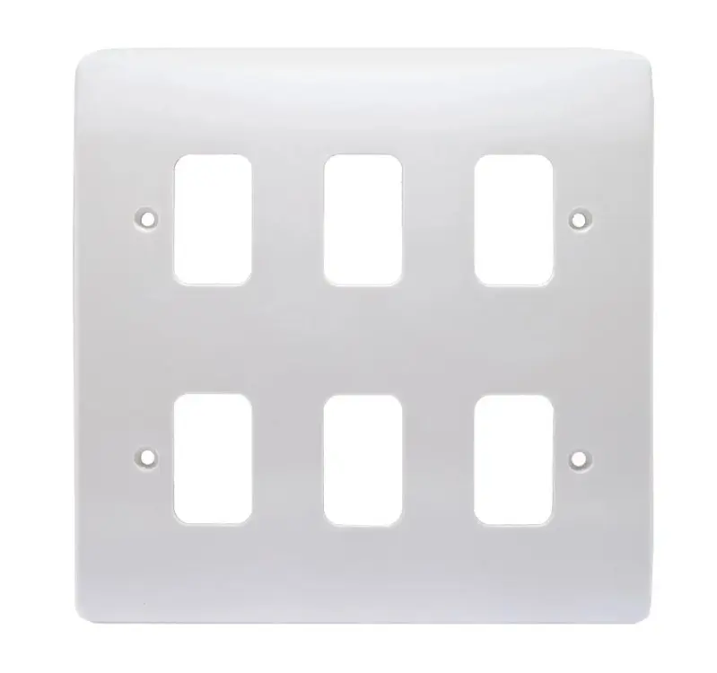 MK Grid Plus K3636WHI 6 Gang Front Plate White 2 x K3703 (3 Gang Mounting frame) required