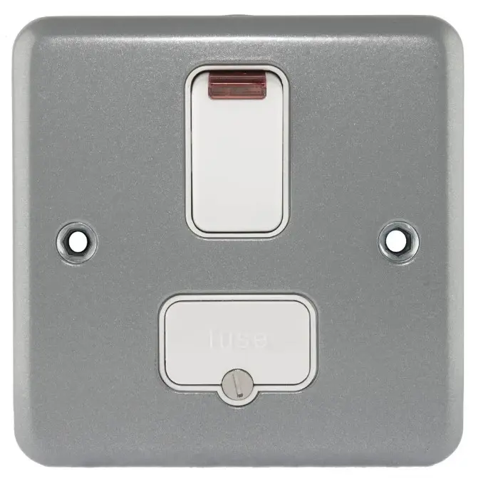 MK K962ALM 13A double pole Metalclad Switched Fused Spur with Neon in Grey.