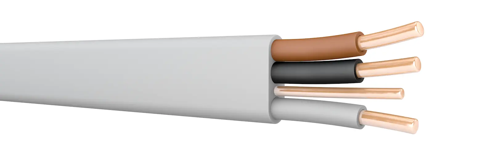 6243Y 3x1.0 Grey PVC Flat Wiring Cable with Bare CPC. BS 6004. 300/500 V (Cut Length Sold By The Metre)