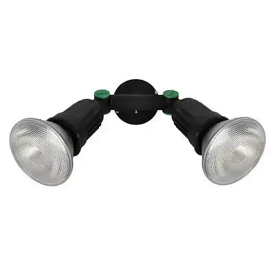 Black Twin Outdoor Garden Security IP44 Wall Spot Light