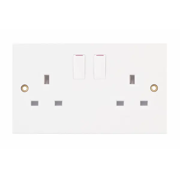 Selectric Square Edged 2 Gang 13 Amp Socket SP – Switched