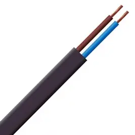 2192Y 0.75mm Flat Flexible Power Black PVC (H03VVH2-F 2X0.75) (Cut Length Sold By The Metre) 