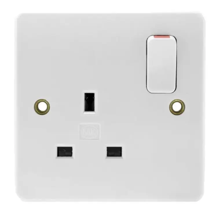 MK Logic Plus K2757WHI 13A Double Pole 1 Gang Switched Socket White.