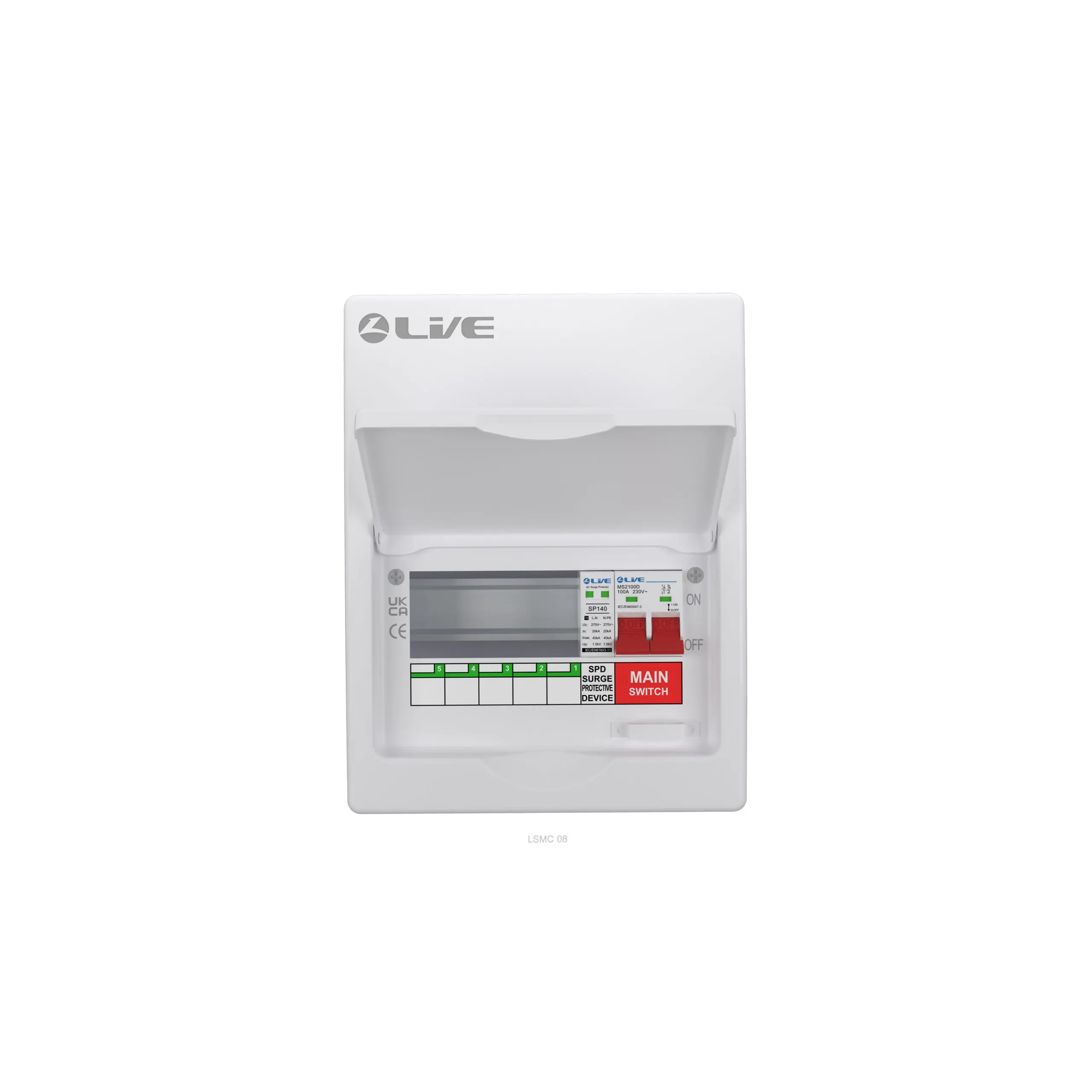 8 Module (5 Usable Way) Metal Cons Unit 100A M/S + 20/40KA DP Surge Device 