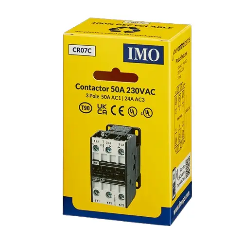 CR07C is a 50A 3 pole, 230VAC contactor.