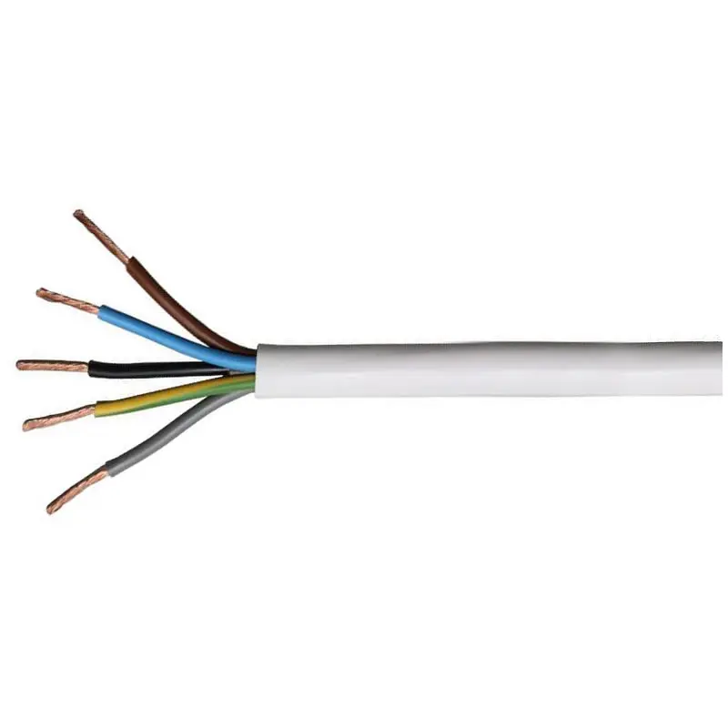 3185Y 1.0mm Flexible Power White PVC (H05VV-F 5G1.0) (Cut Length Sold By The Metre) 