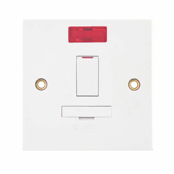 Selectric Square Edged 13 Amp Fused Connection Unit with Neon DP – Switched