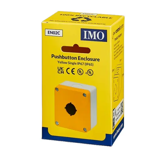 EN02C is a yellow single pushbutton enclosure.