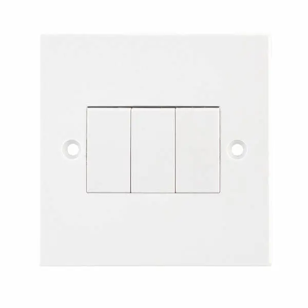 Selectric Square Edged 10 Amp Plate Switch – 3 Gang 2 Way – X-Rated
