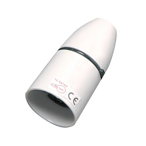 Selectric T2 Pendant Lampholder with Short Skirt – Bayonet Fitting – White
