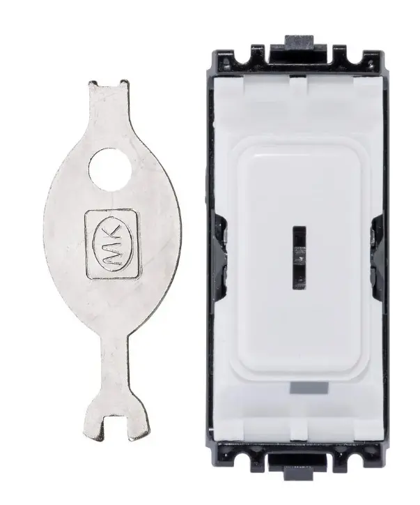 MK Grid Plus K4917WHI 20A double pole 1W Grid Key Switch White.