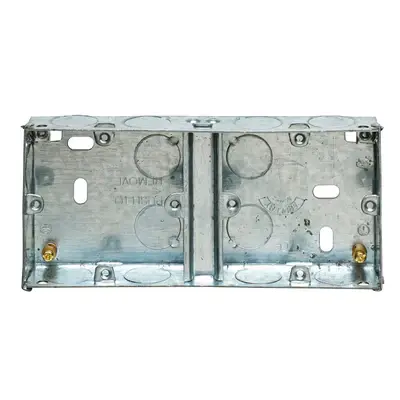 Dual 1 Gang Adjustable Lug Flush Steel Installation Box 25mm Depth