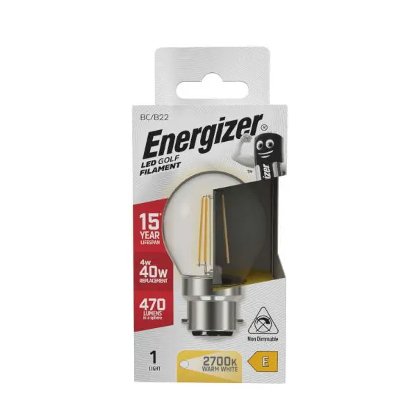 Energizer LED Filament Golf B22 (BC) 470lm 4W 2,700K (Warm White)