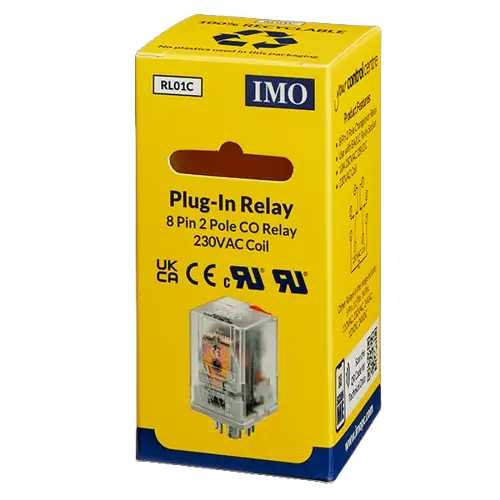 RL01C is an 8pin 2 pole 230V AC relay. It should be used in conjunction with IMO’s BA01c base 