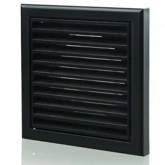 100mm Louvred Black Fixed Grille