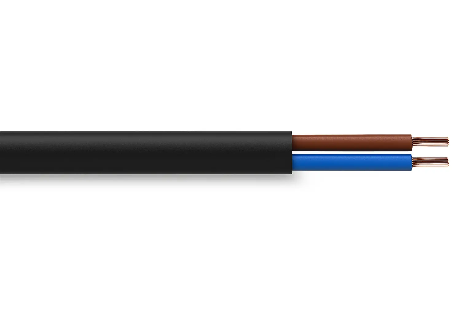 2192Y 0.5mm Flat Flexible Power Black PVC (H03VVH2-F 2X0.5) (Cut Length Sold By The Metre)