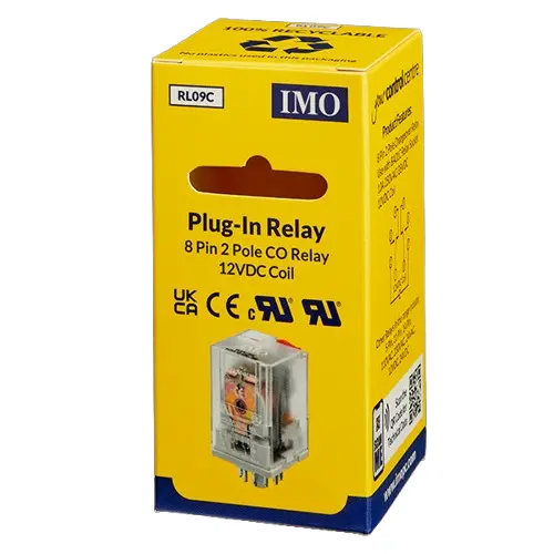 RL09C is an 8pin 2 pole 12V DC relay. It should be used in conjunction with IMO’s BA01C base .
