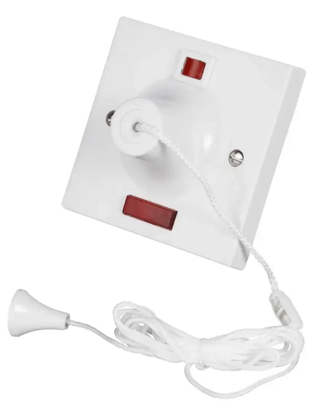 MK 3164WHI ceiling pull cord switch 50a double pole neon flush white.