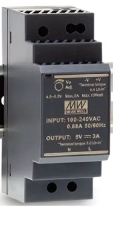 Meanwell 24VDC 1.5 Amp Din Rail Mount Switch Mode Power Supply 