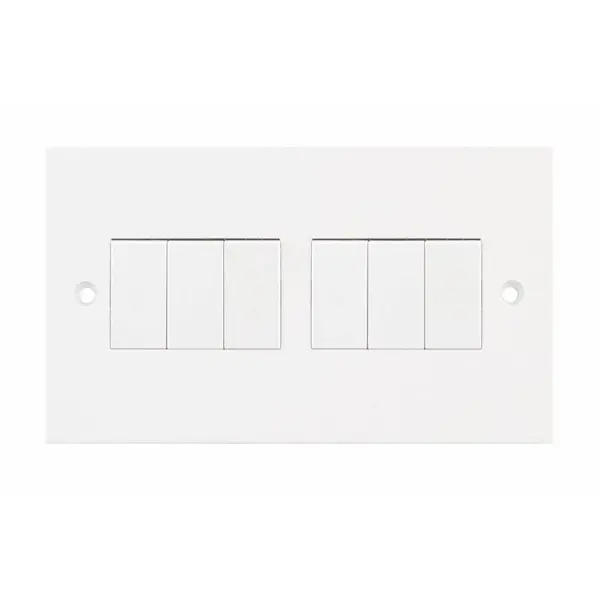 Selectric Square Edged 10 Amp Plate Switch – 6 Gang 2 Way – X-Rated