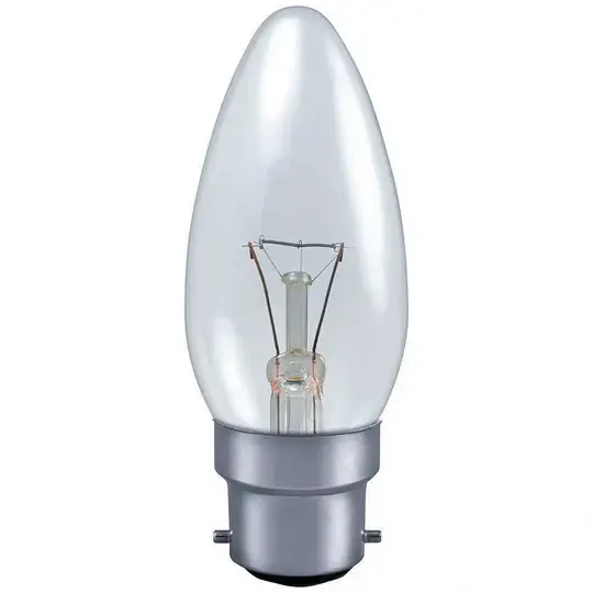 240v 40w Ba22d/BC 35mm Clear Incandescent Candle Bulb 
