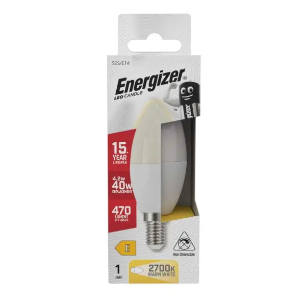 Energizer LED Candle E14 (SES) 470lm 4.2W 2,700K (Warm White)