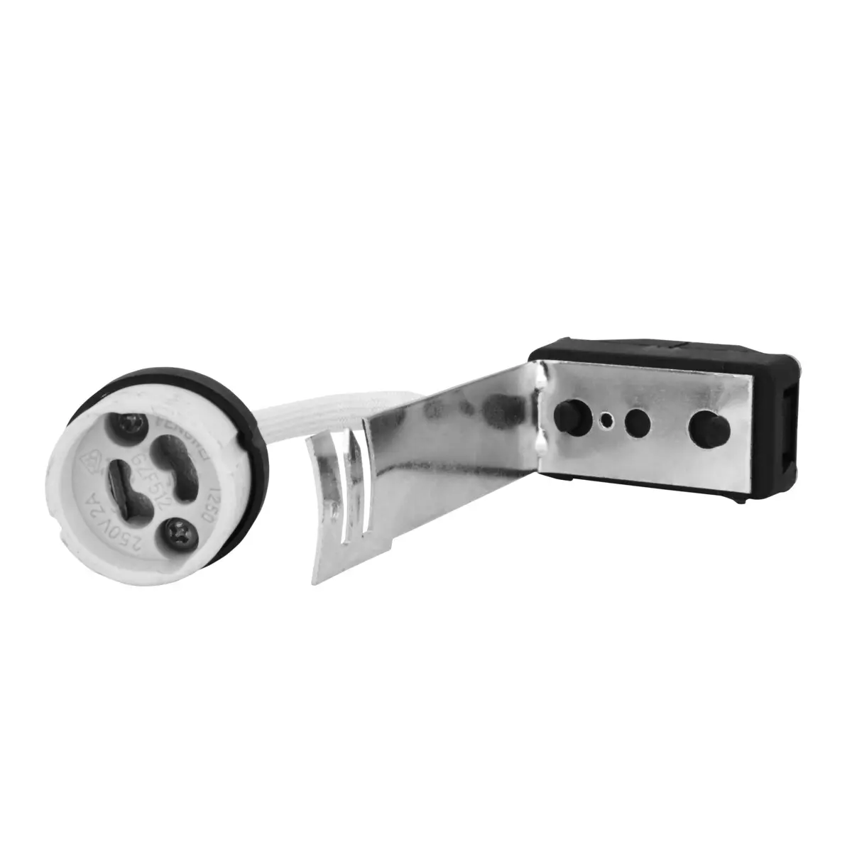 Ceramic Socket Heat Resistant GU10 Lamp Holder With Connecting Bracket
