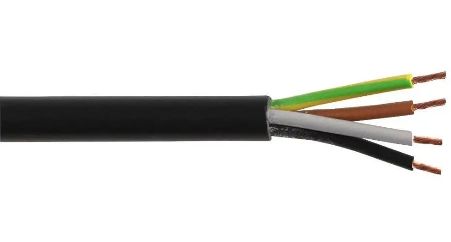 3184Y 1.5mm Flexible Power Black PVC (H05VV-F 4G1.50) (Cut Length Sold By The Metre) 