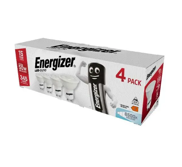 Energizer LED GU10 345lm 4.9W 6,500K (Daylight), Box of 4