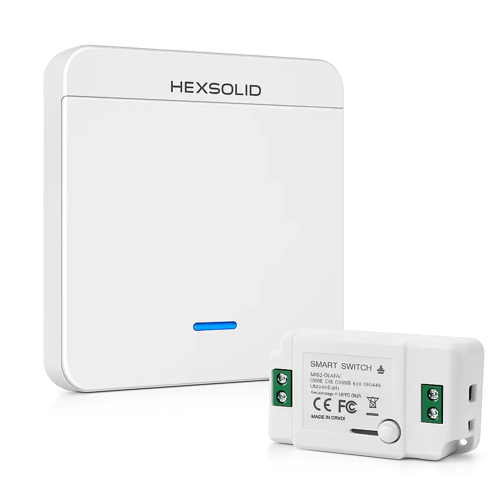 Wireless Light Switch 100-250V Remote Control Kit - Quick Create or Relocate On/Off RF Control Up to 660ft No WiFi Wiring (1 Portable Switches and 1 Receiver)