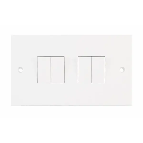 Selectric Square Edged 10 Amp Plate Switch – 4 Gang 2 Way – X-Rated – 2 Gang Plate