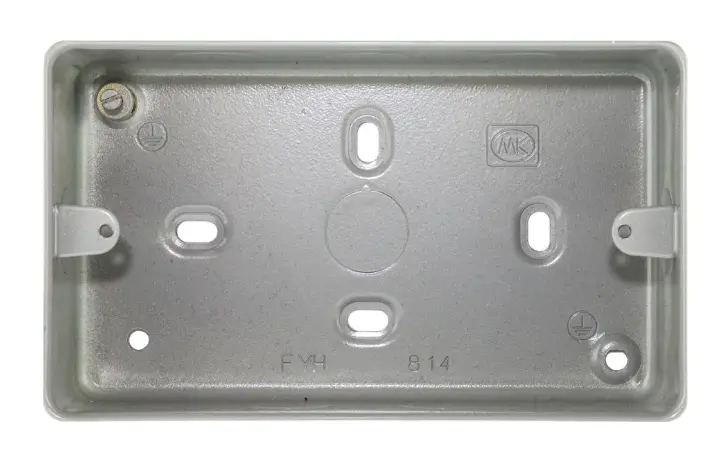 MK Logic Plus K2214ALM 41mm 2 Gang Pattress Box with Knockouts
