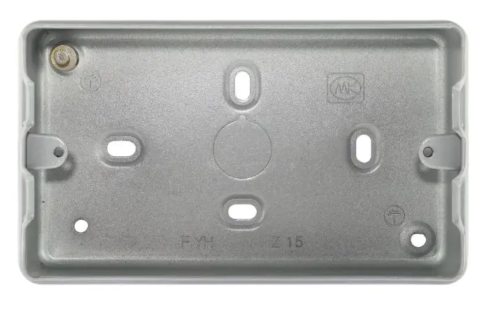 MK Grid K8892ALM Surface Pattress Metal Back Box. 3 To 4 Gang