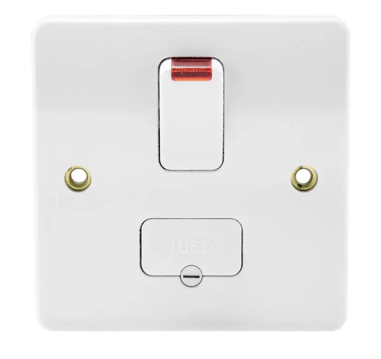 MK Logic Plus K370WHI 13A Double Pole Switched Fused Spur with Neon and Flex Outlet White.