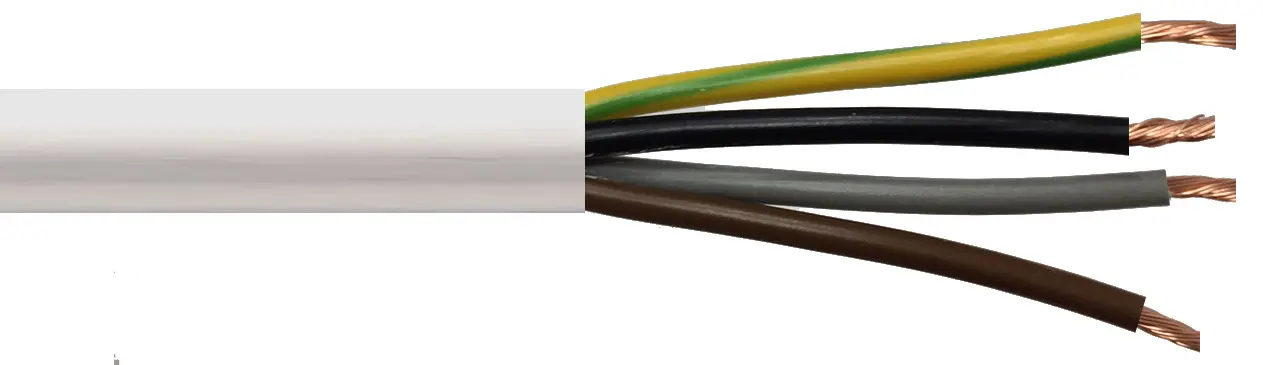3184Y 2.5mm Flexible Power White PVC (H05VV-F 4G2.50) (Cut Length Sold By The Metre) 