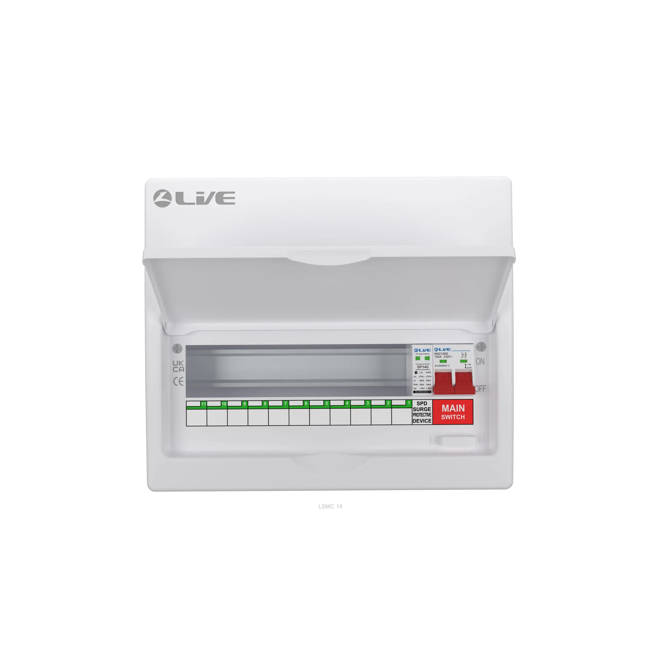 14 Module (11 Usable Way) Metal Cons Unit 100A M/S + 20/40KA DP Surge Device 